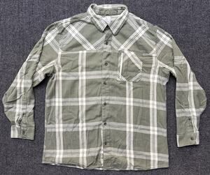 Ascend Men’s XL Heavyweight Flannel Shirt Green White Plaid Outdoor Hiking